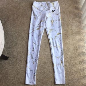 Goldsheep white and gold marble tights
